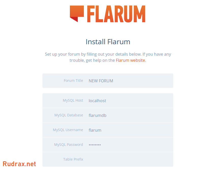 Flarum Installation