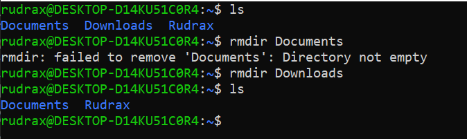 rmdir linux command